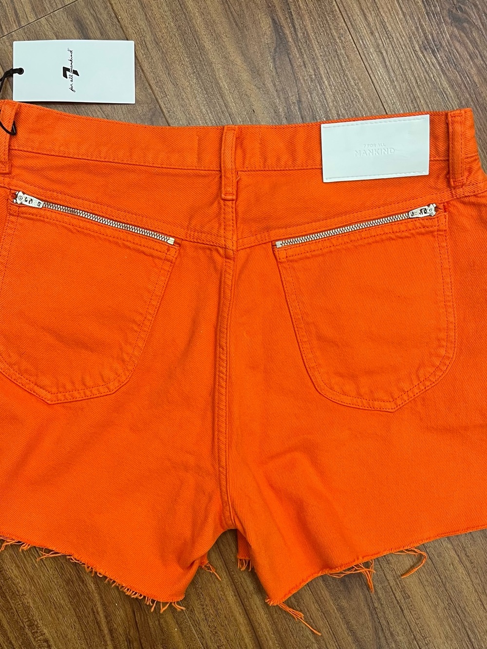 7 For All Mankind Orange denim shorts size 28 #denimshorts #summer - Picture 4 of 4